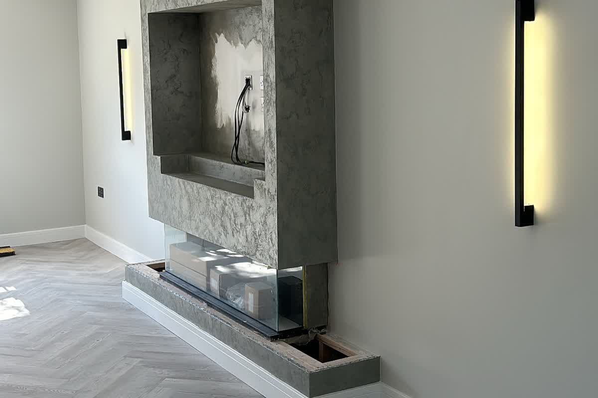 Metallic fusion: Metallic finish media wall