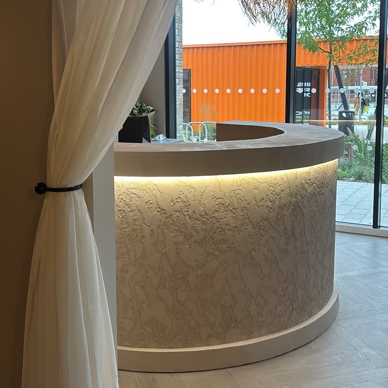 Hand carved rock texture reception desk